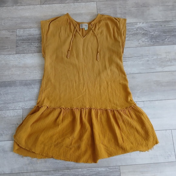 Saturday Sunday Anthropologie Lydia Tunic Cotton Dress Large Yellow Boho - Picture 1 of 9